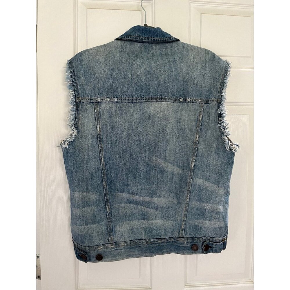 Imperious Mens Denim Vest Y2K Grunge Rocker - Picture 2 of 3
